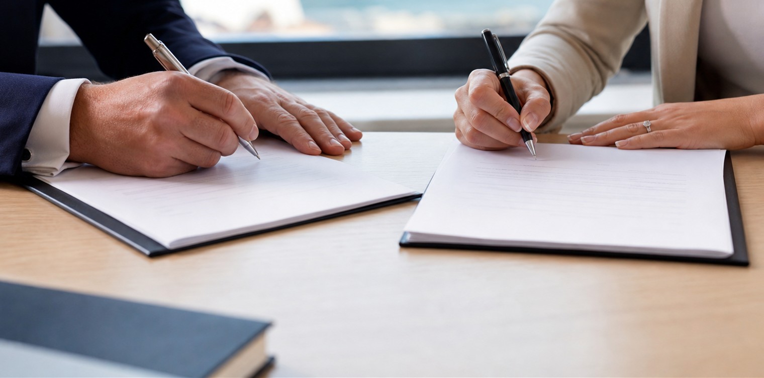 Referral consent documents on a desk before introduction