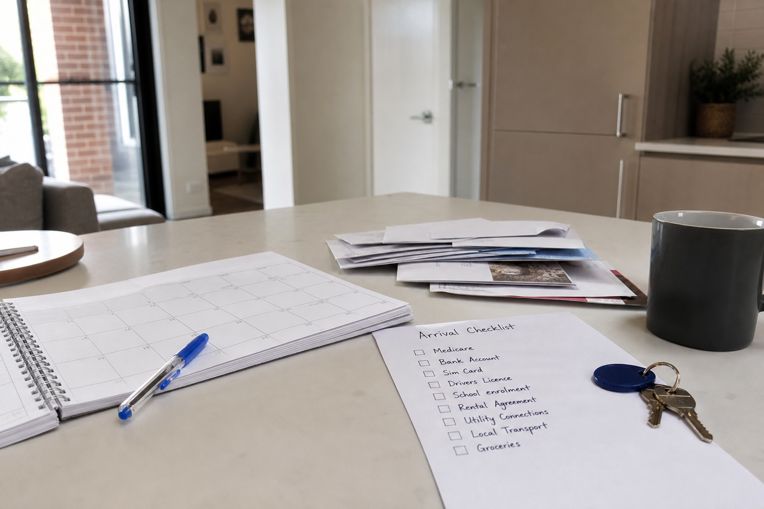 Arrival planning calendar and household checklist