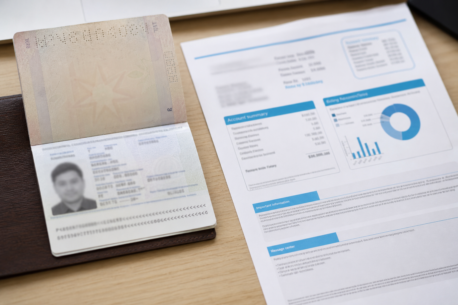 Identity documents prepared for KYC verification